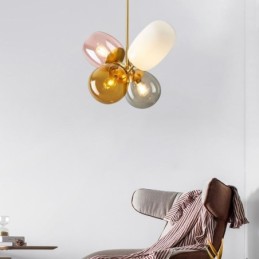 Nordic Unique Pendant Light Coloured Glass Princess Balloon Light Children