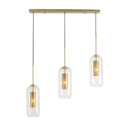 Nordic Clear Glass Pendant Light Unique Inner Brass Hollow out Pendant Light