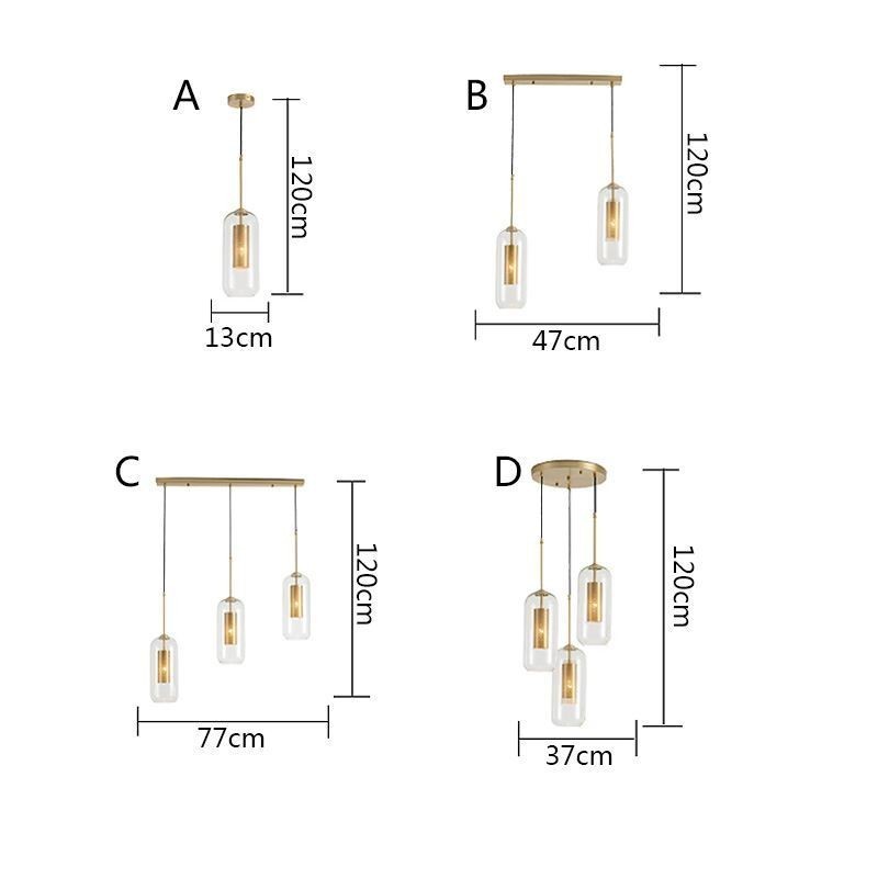 Nordic Clear Glass Pendant Light Unique Inner Brass Hollow out Pendant Light