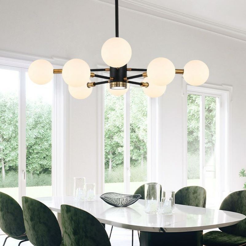 Nordic Glass Pendant Light Milky White Round Lamp Chandelier Lighting