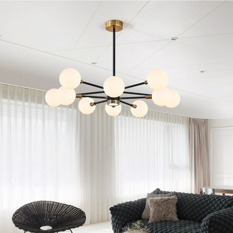 Nordic Glass Pendant Light Milky White Round Lamp Chandelier Lighting