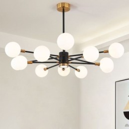 Nordic Glass Pendant Light Milky White Round Lamp Chandelier Lighting