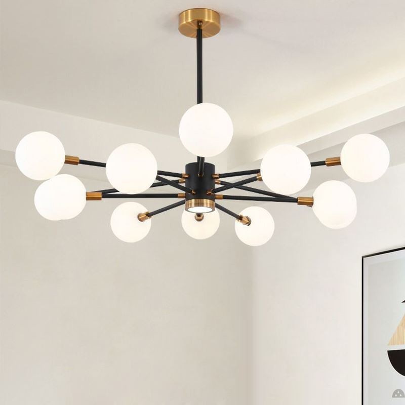 Nordic Glass Pendant Light Milky White Round Lamp Chandelier Lighting