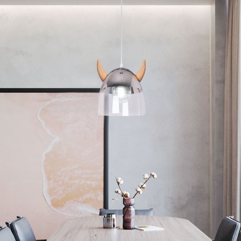 Classical Glass Pendant Light Wood Horn Lamp Creative Lighting
