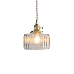 Jelly Jar Clear Ribbed Glass Pendant Light With Twist Switch