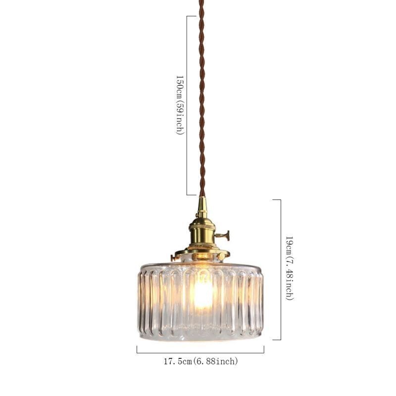 Jelly Jar Clear Ribbed Glass Pendant Light With Twist Switch