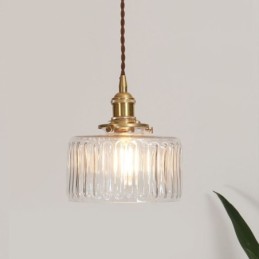 Jelly Jar Clear Ribbed Glass Pendant Light With Twist Switch