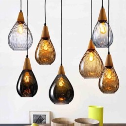 Pendant Light Teardrop Glass Shade Lamp Light
