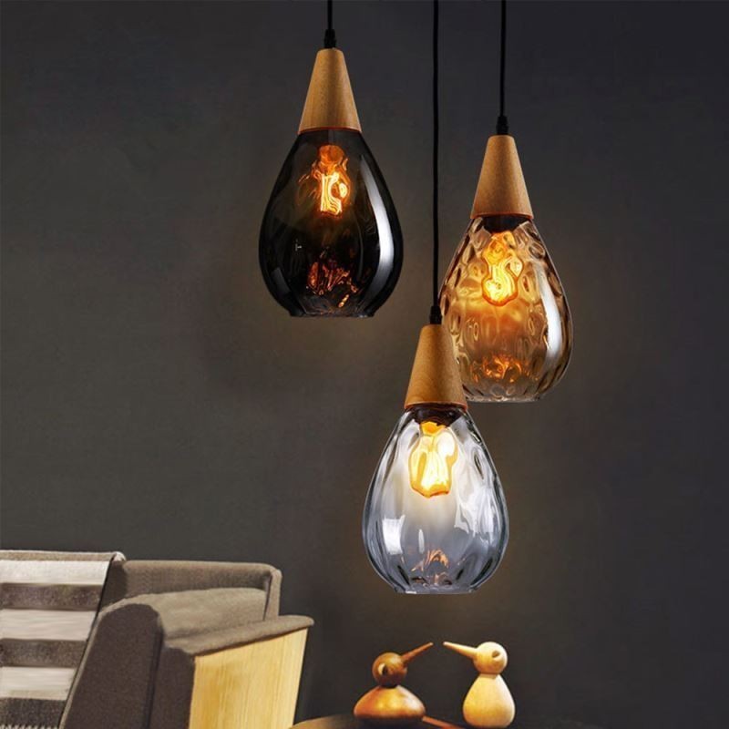 Pendant Light Teardrop Glass Shade Lamp Light