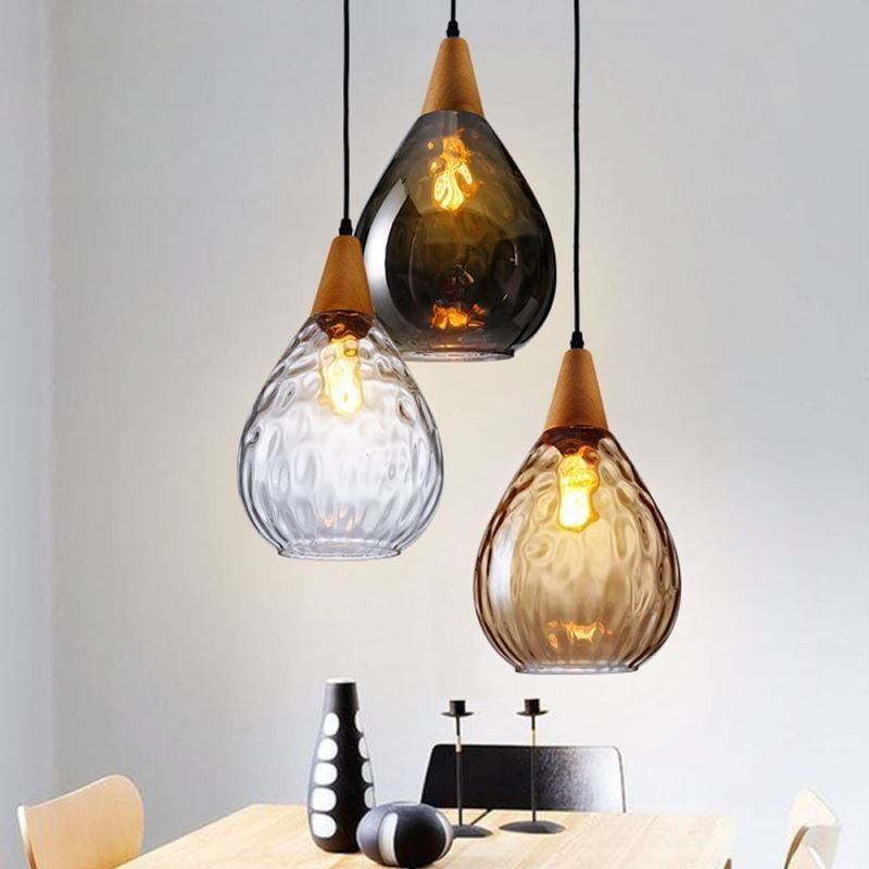 Pendant Light Teardrop Glass Shade Lamp Light