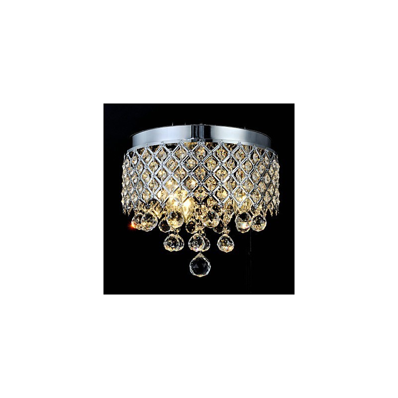Traditional Classic Crystal Chrome Metal Flush Mount