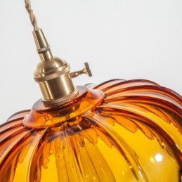 Modern Retro Glass Pendant Lighting Flower Shade Lamp With Twist Switch Light