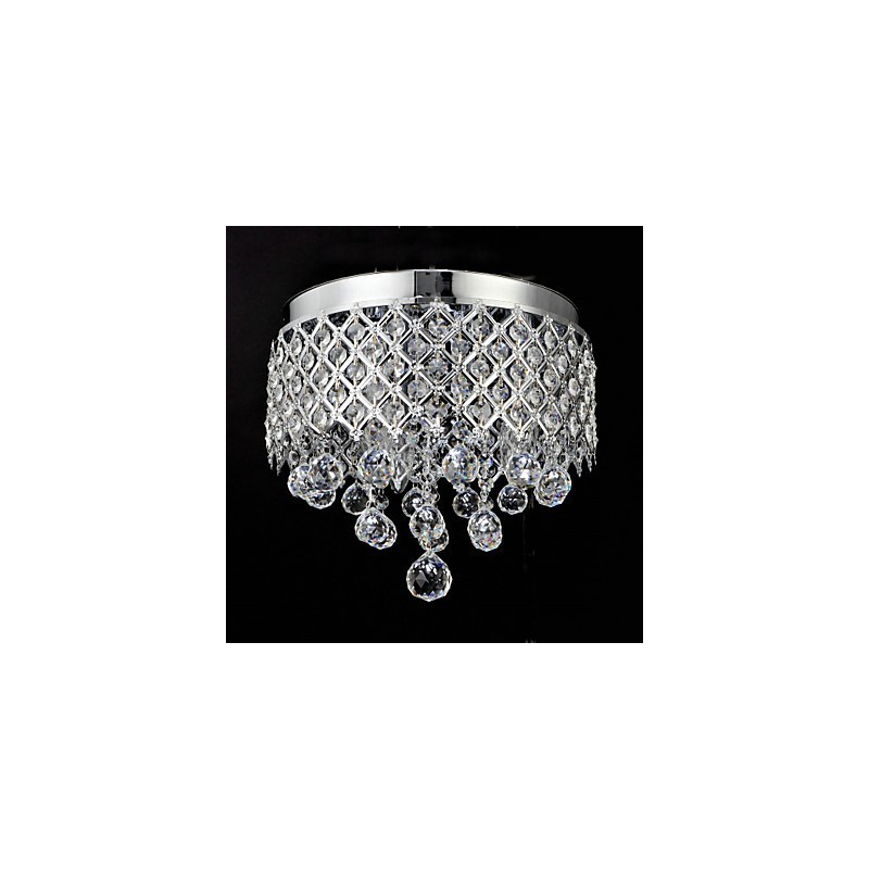 Traditional Classic Crystal Chrome Metal Flush Mount