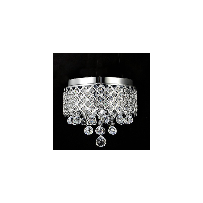 Traditional Classic Crystal Chrome Metal Flush Mount