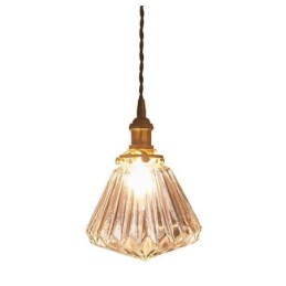 Clear Diamond Ribbed Glass Pendant Light