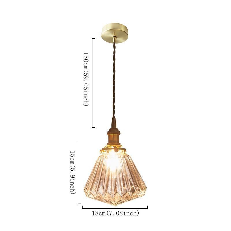 Clear Diamond Ribbed Glass Pendant Light