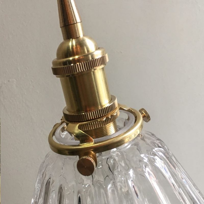 Clear Diamond Ribbed Glass Pendant Light