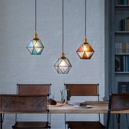 Geometric Colored Glass Farmhouse Pendant Light