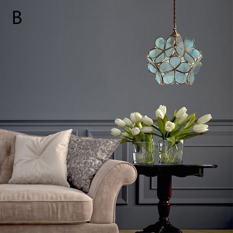 Nordic Creative Pendant Light Glass Home Lighting Petal Shape Lamp Bedside Lamp