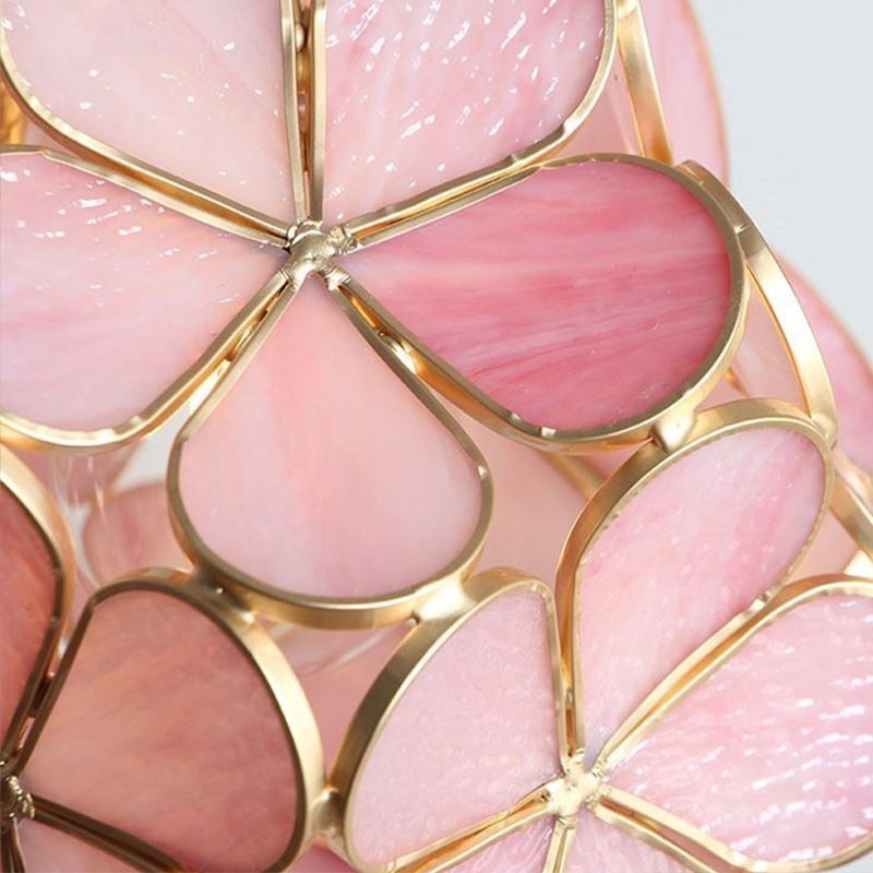 Nordic Creative Pendant Light Glass Home Lighting Petal Shape Lamp Bedside Lamp