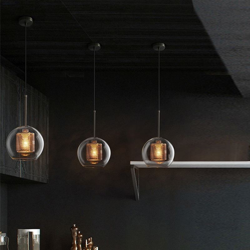 Nordic Pendant Light Glass Home Lighting Round Ball Shape Lamp Bedside Lamp