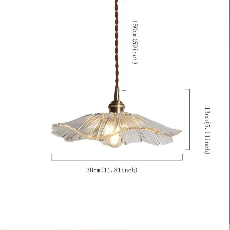 Lotus Leaf Ribbed Clear Glass Pendant Light Homestay Lamp