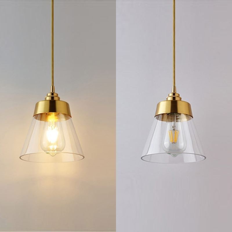 Nordic Retro Pendant Light Glass Shade Home Lighting Brass Holder Lamp Light
