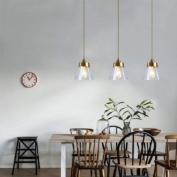 Nordic Retro Pendant Light Glass Shade Home Lighting Brass Holder Lamp Light