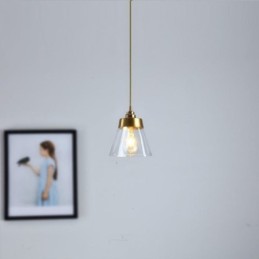 Nordic Retro Pendant Light Glass Shade Home Lighting Brass Holder Lamp Light
