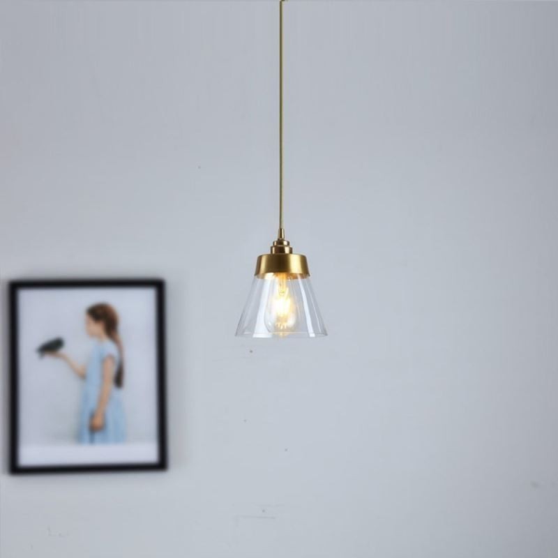 Nordic Retro Pendant Light Glass Shade Home Lighting Brass Holder Lamp Light