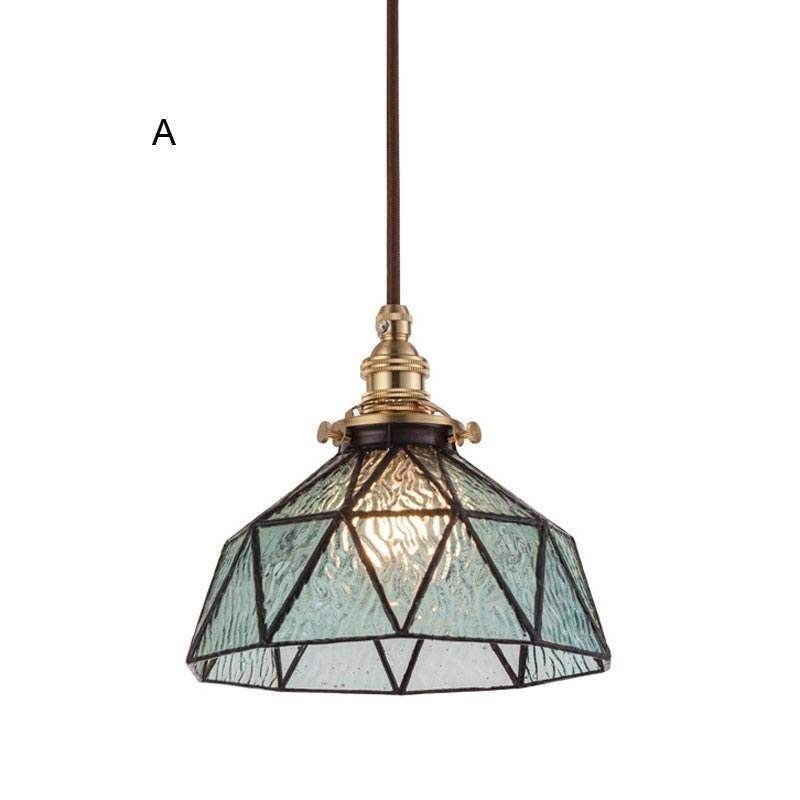 Geometric Stained Glass Pendant Light