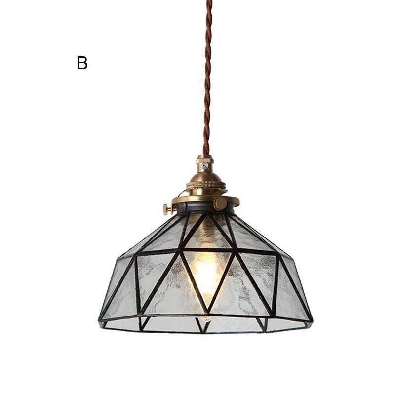 Geometric Stained Glass Pendant Light