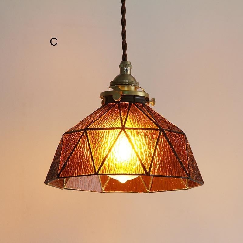 Geometric Stained Glass Pendant Light