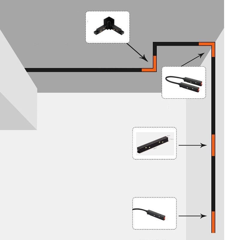 Magnetic Track Lighting Accessories Recessed Track Rail Corner Connection