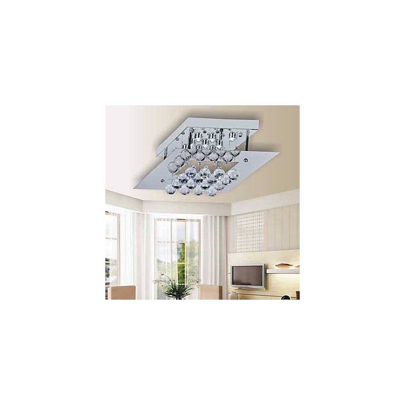 Modern Contemporary Crystal Electroplated Metal Flush Mount