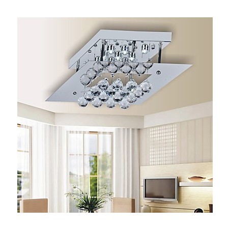 Modern Contemporary Crystal Electroplated Metal Flush Mount