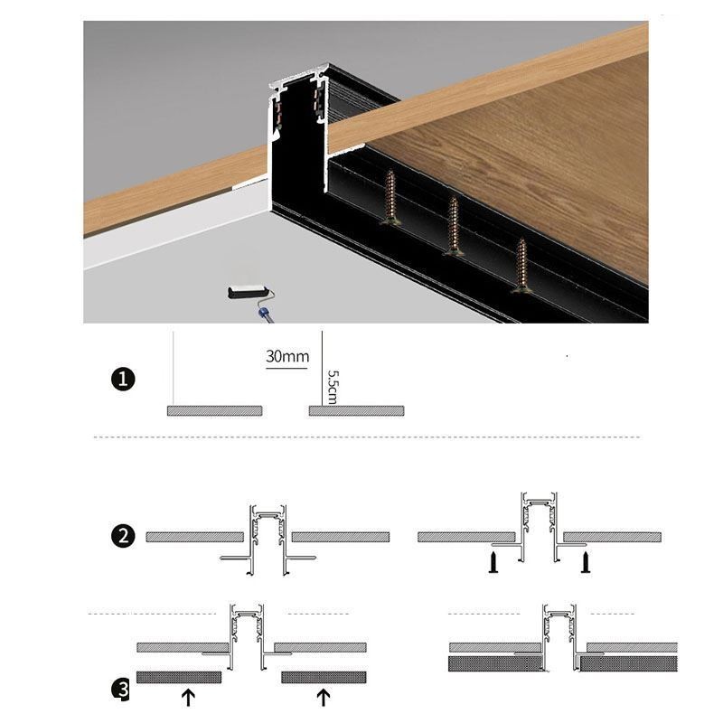 Recessed Track Lighting Rails Magnetic Aluminum Track Surface Profile Ultra Thin Track Light Strip 100cm