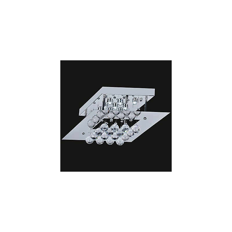 Modern Contemporary Crystal Electroplated Metal Flush Mount