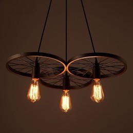 Loft Retro Pendant Lamps American country wrought iron Chandelier industrial style wheels