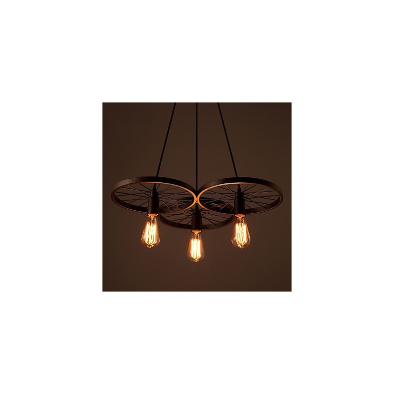 Loft Retro Pendant Lamps American country wrought iron Chandelier industrial style wheels