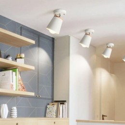 Nordic Iron Spotlight Wooden Simple Ceiling Light(Single Light)