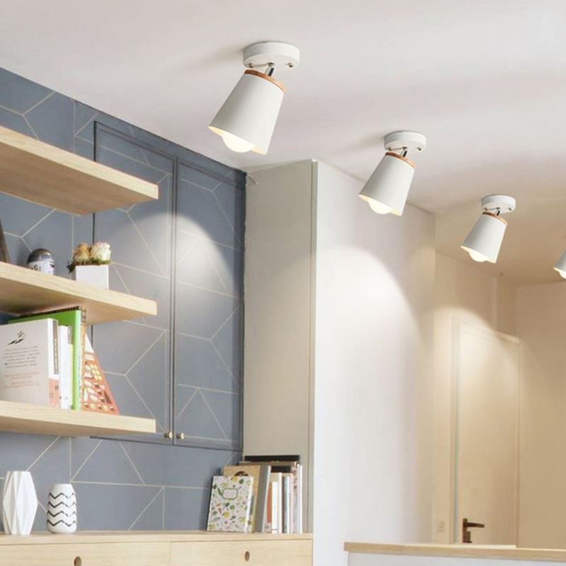Nordic Iron Spotlight Wooden Simple Ceiling Light(Single Light)