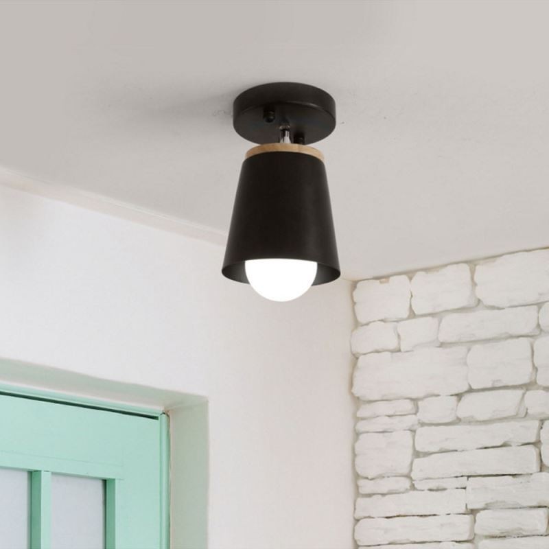 Nordic Iron Spotlight Wooden Simple Ceiling Light(Single Light)