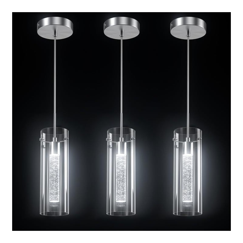 3 Light Artistic Pendant Light with Glass Shades G4 Bulb Base
