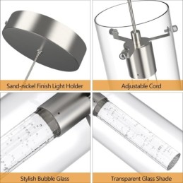 3 Light Artistic Pendant Light with Glass Shades G4 Bulb Base