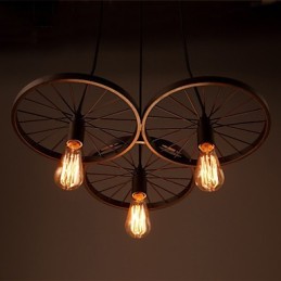 Loft Retro Pendant Lamps American country wrought iron Chandelier industrial style wheels