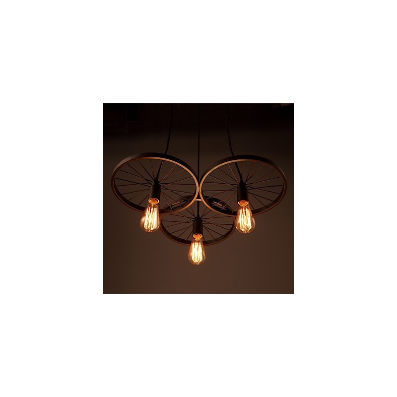 Loft Retro Pendant Lamps American country wrought iron Chandelier industrial style wheels
