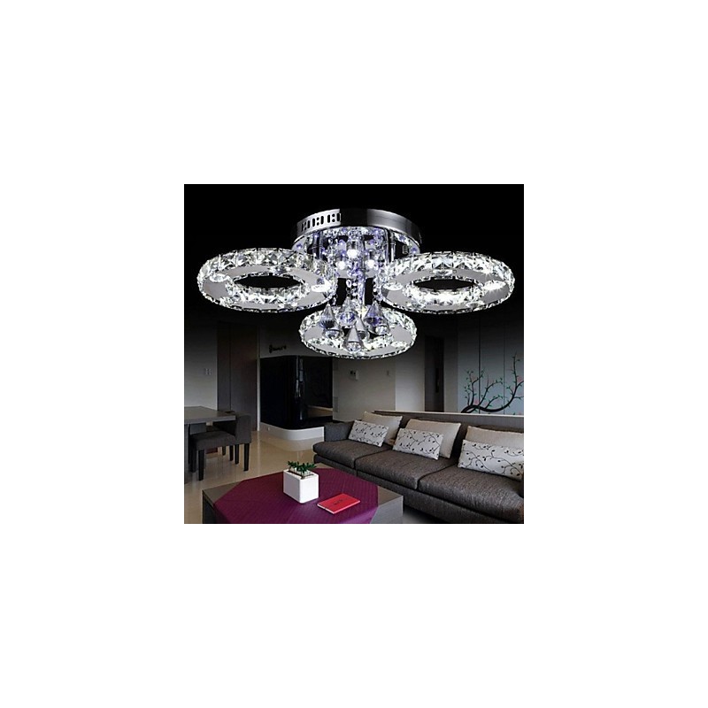 Modern Contemporary Crystal Chrome Metal Flush Mount