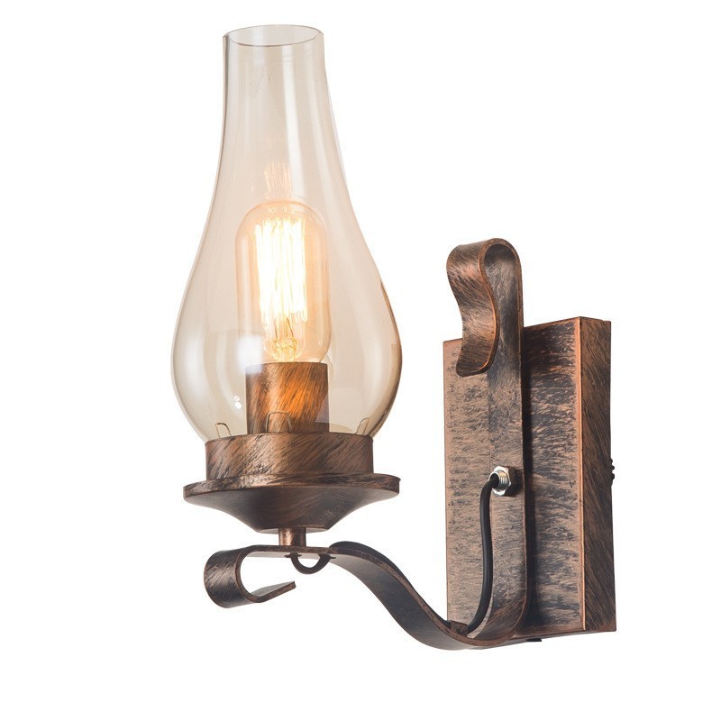 Retro Rustic Nordic Glass Wall Lamp Bedroom Bedside Wall Sconce Vintage Industrial Wall Light Fixtures