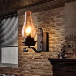 Retro Rustic Nordic Glass Wall Lamp Bedroom Bedside Wall Sconce Vintage Industrial Wall Light Fixtures